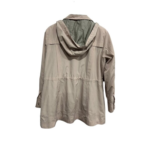Gallery Womens Beige Hooded Trench Coat Sz XL - Picture 2 of 9